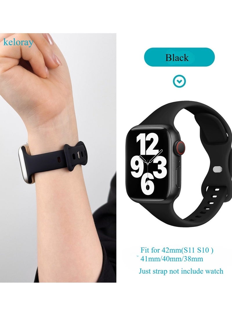 Sport Silicone Band Compatible with Apple Watch Bands 40mm 38mm 41mm 42mm （S10 S11） Women Men,Soft Wristband Waterproof Replacement Sport Strap for iWatch Bands Series 11 10 9 8 7 6 5 4 3 2 1 SE - Image 1