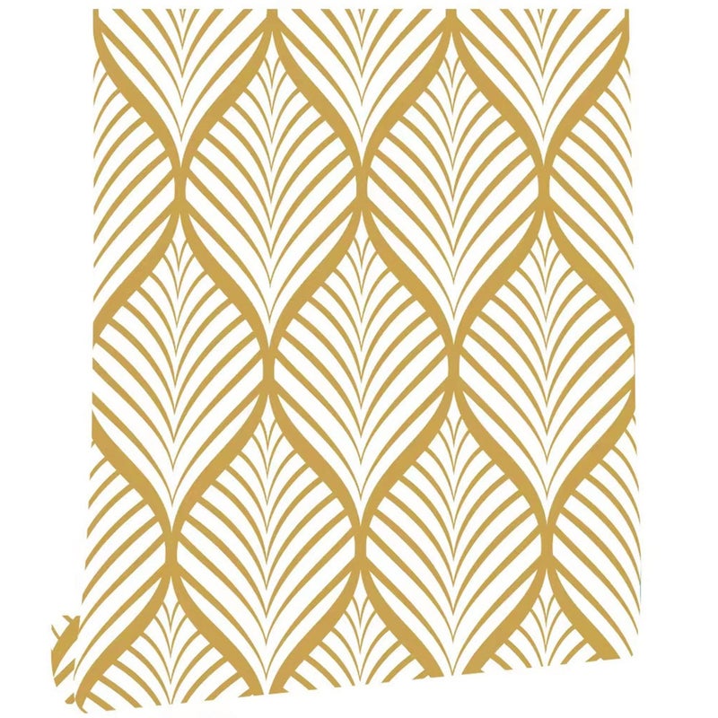 White and Gold Peel and Stick Contact Paper Self Adhesive Boho Wallpaper Removable Vinyl Film Decorative Shelf Drawer Liner Sticker 177 inch x 118 inch White and Gold 177 x 118 inch