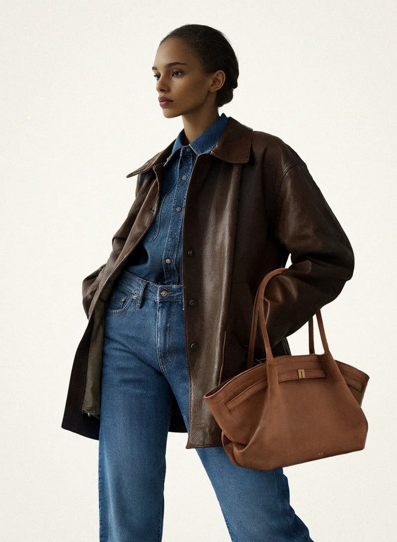 جي دبليو بي JW PEI النساء هانا متوسطة كاذبة جلد السويد حقيبة (بني) - Image 3