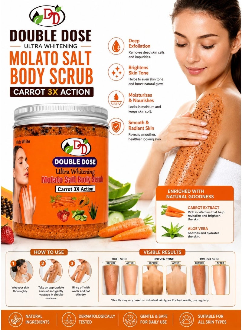 DOUBLE DOSE Ultra Whitening Molato Salt Body Scrub Carrot 3X Action 580 g - Image 3