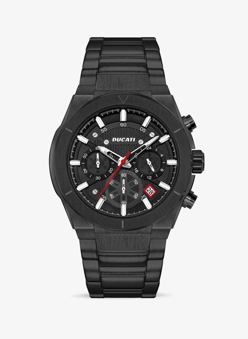 Ducati DT004 Men's 43.5mm Chronograph Watch with Black Textured Dial, Contrast Accents & Stainless Steel Bracelet - Image 1