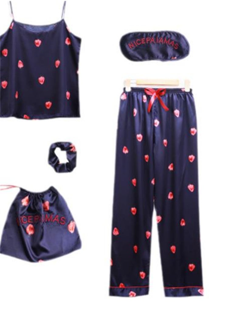 Generic - 7pcs pajamas set for women in all seasons imitation silk pajamas set - Image 1