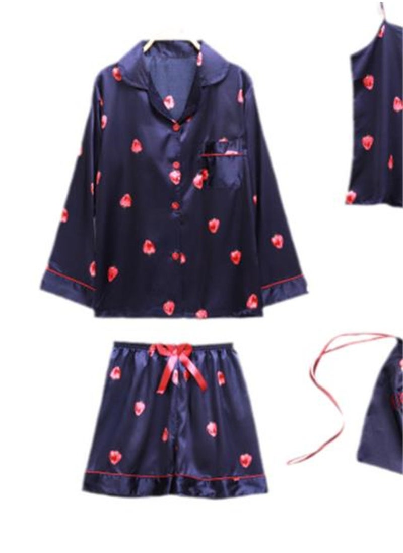 Generic - 7pcs pajamas set for women in all seasons imitation silk pajamas set - Image 1