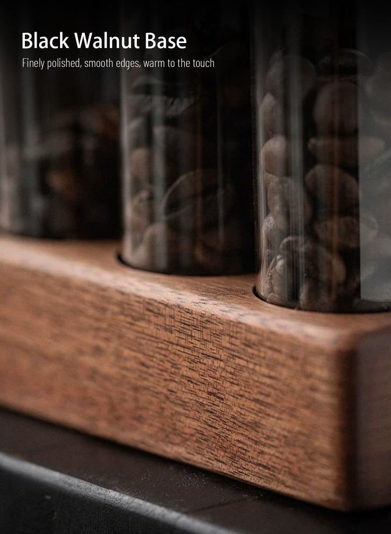 EqiEch Single Dose Coffee Bean Storage Tubes 14 Pcs with Lids and Wooden Stand, Dosing Glass Vials for Coffee Bean Storage and Display - Image 4