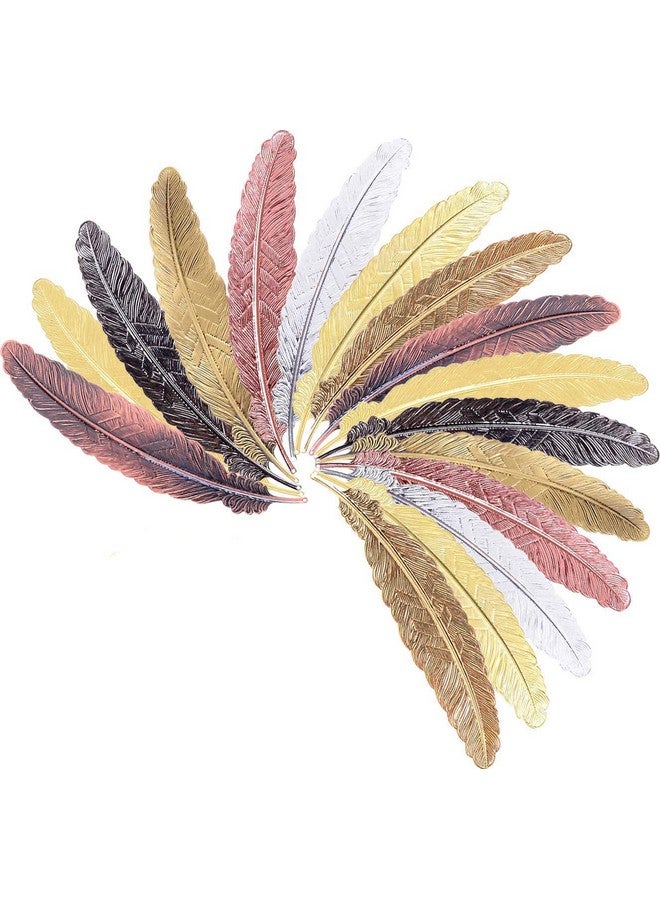 ONWON 16 Pieces Metal Feather Bookmarks Assorted Vintage Feather Shape Book Marker Feather Ornament Metal Bookmark, Simple Elegant And Thin, Gifts For Book Lovers - Image 1