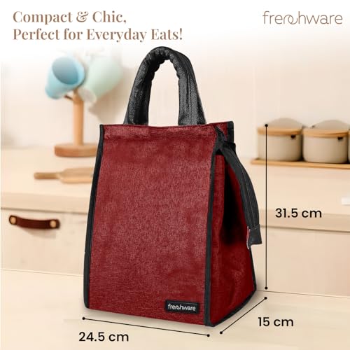 Frenchware Insulated Lunch Bag, 11 litres Capacity for Office, Leakproof Tiffin Bag for Men and Women, Hot & Cold Travel Lunch Box Bag for Men, Water-Resistant Bag for Kids to School, Picnic, Maroon - Image 5