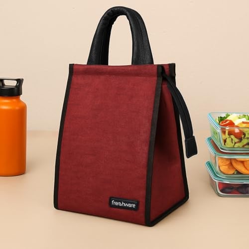 Frenchware Insulated Lunch Bag, 11 litres Capacity for Office, Leakproof Tiffin Bag for Men and Women, Hot & Cold Travel Lunch Box Bag for Men, Water-Resistant Bag for Kids to School, Picnic, Maroon - Image 1
