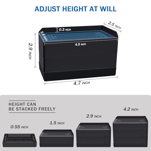 ANNKUT Rectangle Bed Risers, 3 Inch Heavy Duty Adjustable Furniture Risers for Bed Sofa Table and Couch Lift，Support Up to 1,300 Lbs (4 Pack-Black) - Image 3