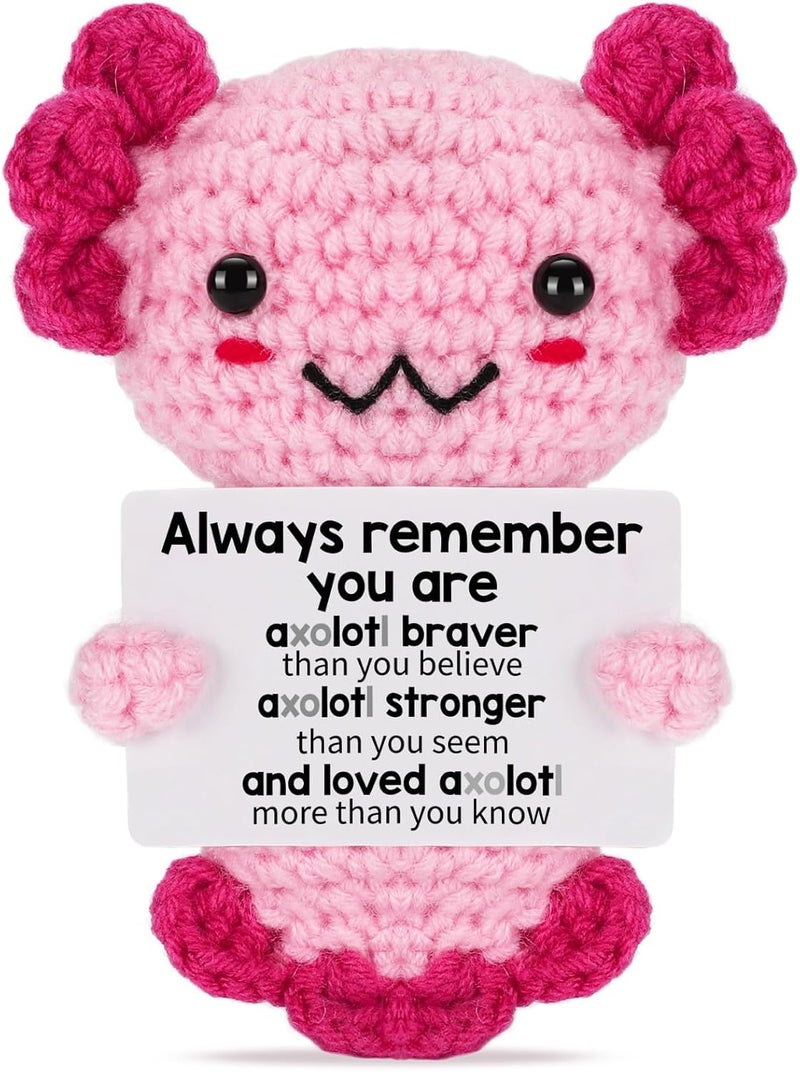 Weming Store Christmas Stocking Stuffers Crochet Axolotl, Emotional Support Plush Teen Girl Gifts Trendy Stuff, Positive Gifts for Friend Women Coworker - Image 1