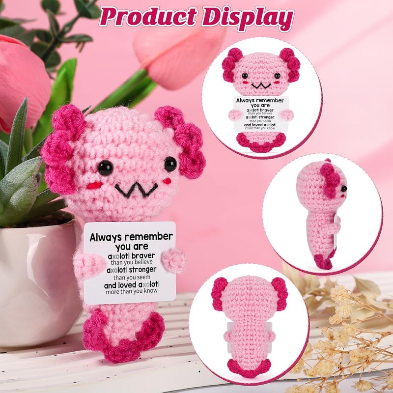 Weming Store Christmas Stocking Stuffers Crochet Axolotl, Emotional Support Plush Teen Girl Gifts Trendy Stuff, Positive Gifts for Friend Women Coworker - Image 4