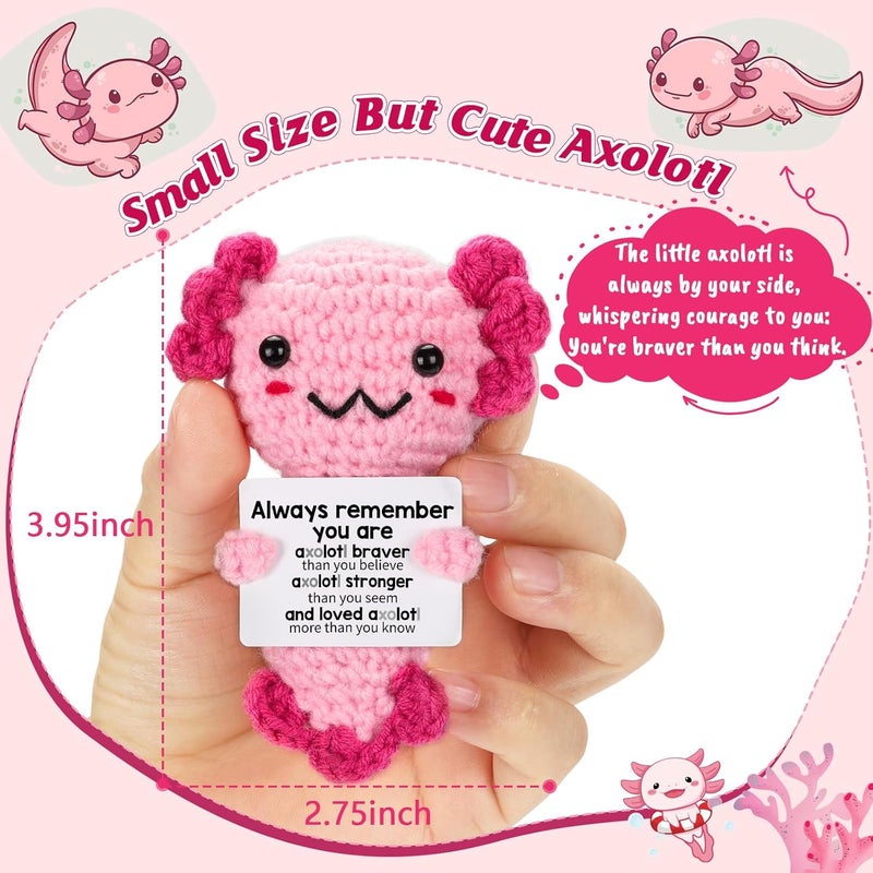 Weming Store Christmas Stocking Stuffers Crochet Axolotl, Emotional Support Plush Teen Girl Gifts Trendy Stuff, Positive Gifts for Friend Women Coworker - Image 2