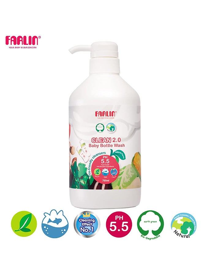FARLIN عبوة من 2 غسول زجاجات الأطفال 700 مل – طبيعي مستخلص من النباتات، آمن وغير سام مع منظف ذو درجة حموضة محايدة للزجاجات، المصاصات والإكسسوارات - Image 4