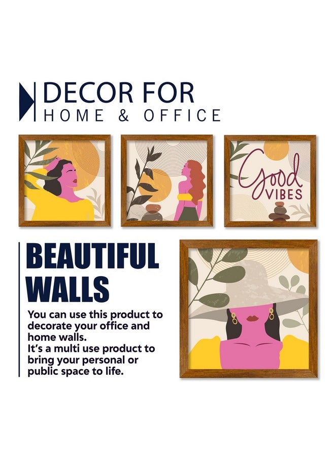 Artvibes Artvibes A Beautiful Girl Premium Art Wooden Wall Frames Without Glass Decorative item for Living room Bedroom Office Decor Modern Artwork Painting Wall Mount Hanging Decoration (PF_7334N) Set of 4  - Image 4