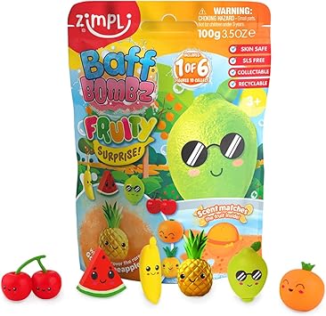 Zimpli Kids Large Fruity Surprise Bath Bomb The Bath Bomb Contains 1 of 6 Surprise Fruit Toys to Collect Bath Bombs Gift for Children with Surprise Inside Collectable Gifts for Girls Boys - Image 1