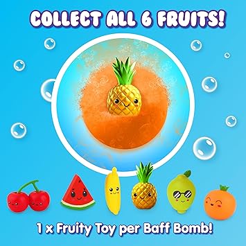 Zimpli Kids Large Fruity Surprise Bath Bomb The Bath Bomb Contains 1 of 6 Surprise Fruit Toys to Collect Bath Bombs Gift for Children with Surprise Inside Collectable Gifts for Girls Boys - Image 5