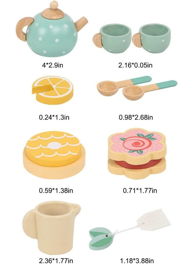 Wooden Tea Set, wooden tea playset, tea playset, tea game set, children's toys, simulation playset toys, Montessori wooden toys, cute tea set. - Image 5