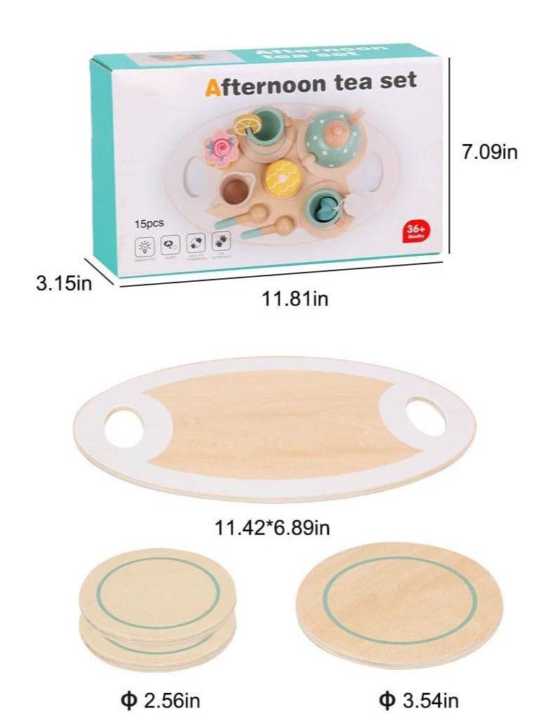 Wooden Tea Set, wooden tea playset, tea playset, tea game set, children's toys, simulation playset toys, Montessori wooden toys, cute tea set. - Image 4