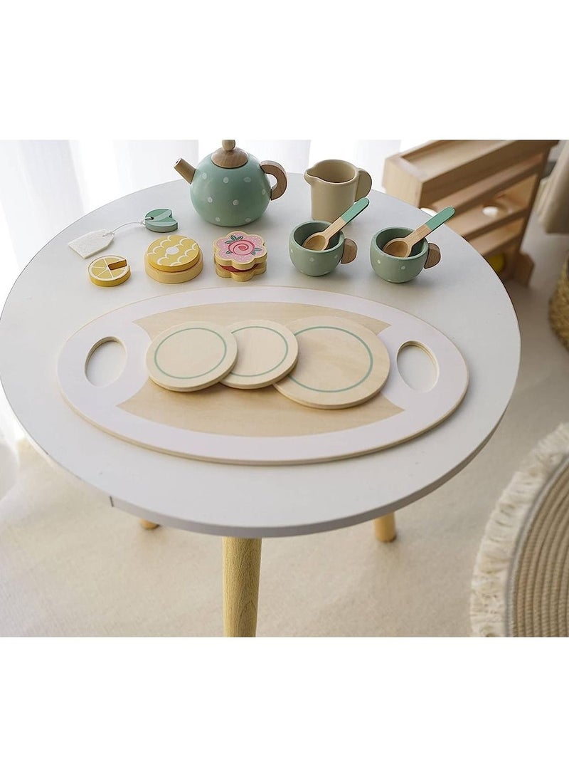 Wooden Tea Set, wooden tea playset, tea playset, tea game set, children's toys, simulation playset toys, Montessori wooden toys, cute tea set. - Image 2