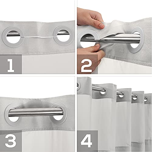 River Dream No Hook Slub Textured Shower Curtain with Snap-in PEVA Liner Set - 71" x 74"(72"), Hotel Style with See Through Top Window, Machine Washable & Water Repellent, Gray, 71x74 - Image 4