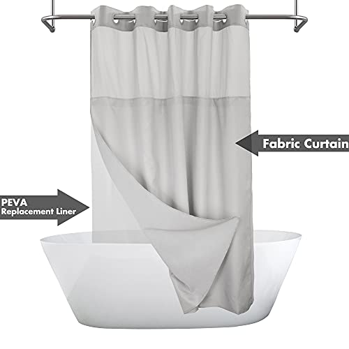River Dream No Hook Slub Textured Shower Curtain with Snap-in PEVA Liner Set - 71" x 74"(72"), Hotel Style with See Through Top Window, Machine Washable & Water Repellent, Gray, 71x74 - Image 2