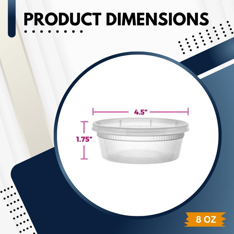 Green Direct Deli Containers With Lids Food Storage Containers 8 oz. Pack of 24, Disposable Clear Round Leakproof Plastic Containers For Lunch - Image 2