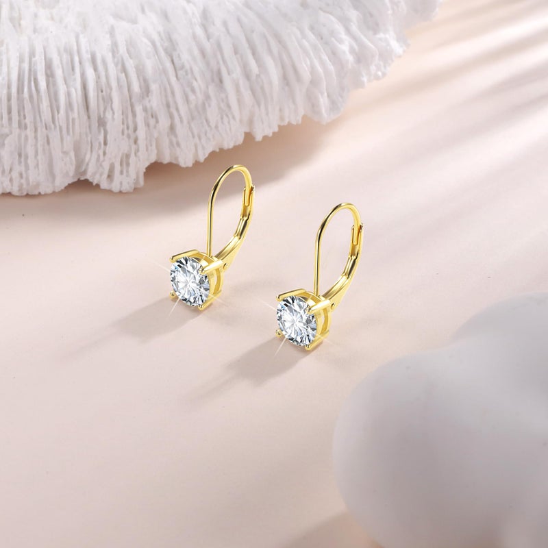 Lancharmed Moissanite Earrings, Gold Dangle Earrings for Women, 0.5/1.0ct D Color Cut Lab Created French Ear Hook Leverback Gold Moissanite Drop Earring for Women - Image 5