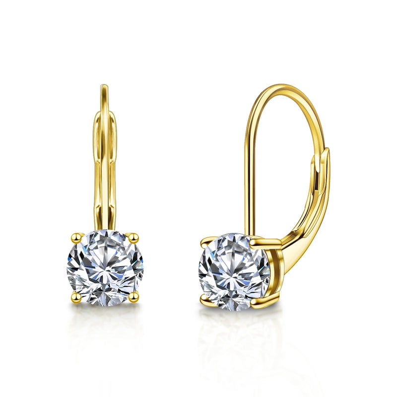 Lancharmed Moissanite Earrings, Gold Dangle Earrings for Women, 0.5/1.0ct D Color Cut Lab Created French Ear Hook Leverback Gold Moissanite Drop Earring for Women - Image 1