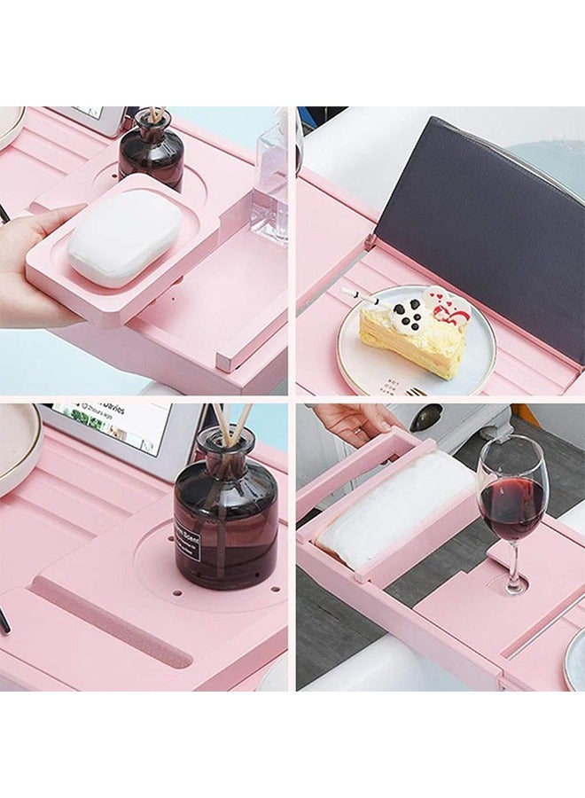 Bukela Foldable Bathtub Caddy Tray for Tub with Wine Glass Holder Book Phone Tablet Holder Adjustable Bathtub Free Soap Holder - Image 3