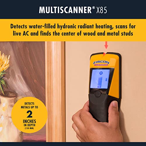 Zircon x85 Center Finding Stud Finder with AC Live Wire Detection and Thermal Wall Scanner for Detecting Water-Filled PEX Tubing up to 2 inches Deep - Image 2