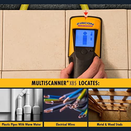 Zircon x85 Center Finding Stud Finder with AC Live Wire Detection and Thermal Wall Scanner for Detecting Water-Filled PEX Tubing up to 2 inches Deep - Image 4