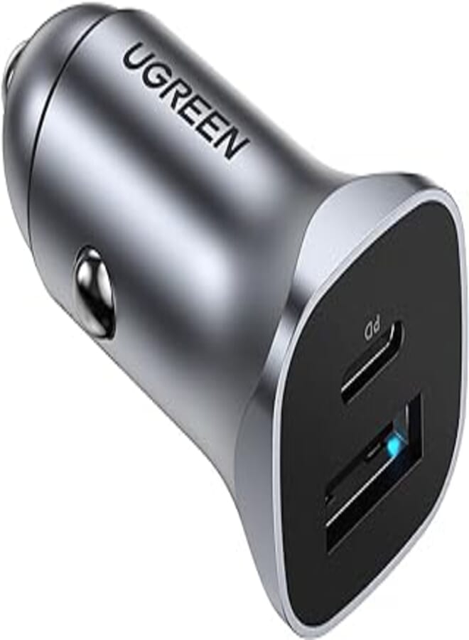 UGREEN PD 24W Car Charger Fast Charging for iPhone 13 Dual USB Ports Car Adapter Type C Compatible with iPhone 13 Pro/13 Pro Max/13/13 mini/12 Pro Max, iPad 9,iPad mini 6,Samsung S21,Huawei Mate20,etc