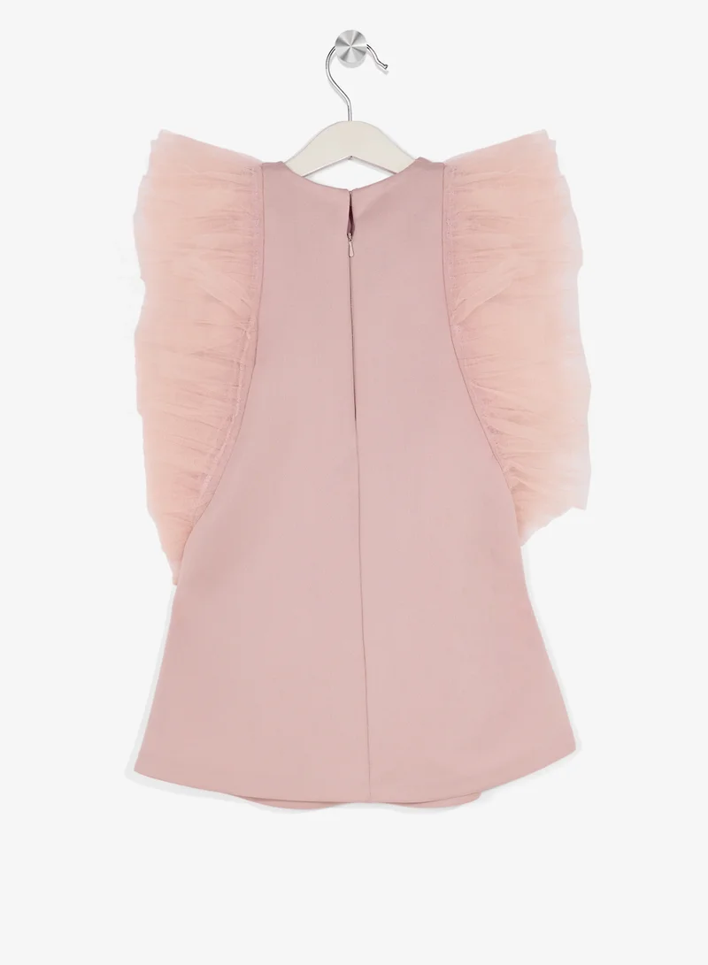 Little Golden Apple Little Ruffle Shoulder Dress