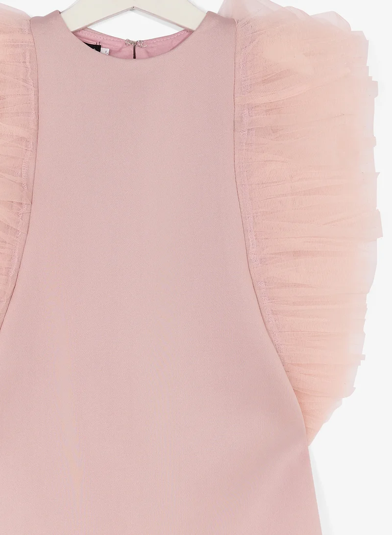 Little Golden Apple Little Ruffle Shoulder Dress