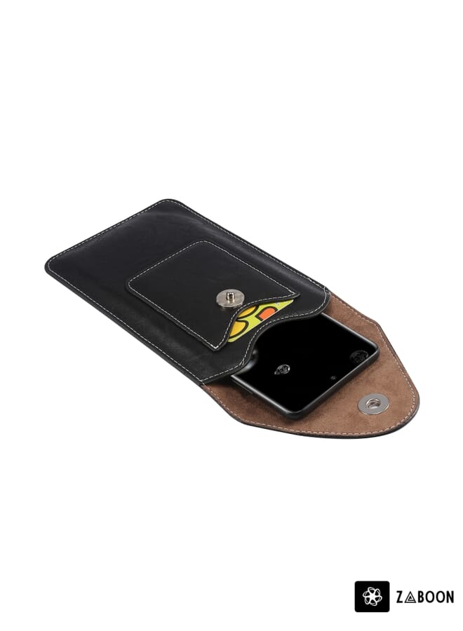 Zaboon Elephant Texture Phone Men Waist Leather Case with Card Slot Protective Case For 6.7-6.9 inch Smartphones - Image 5