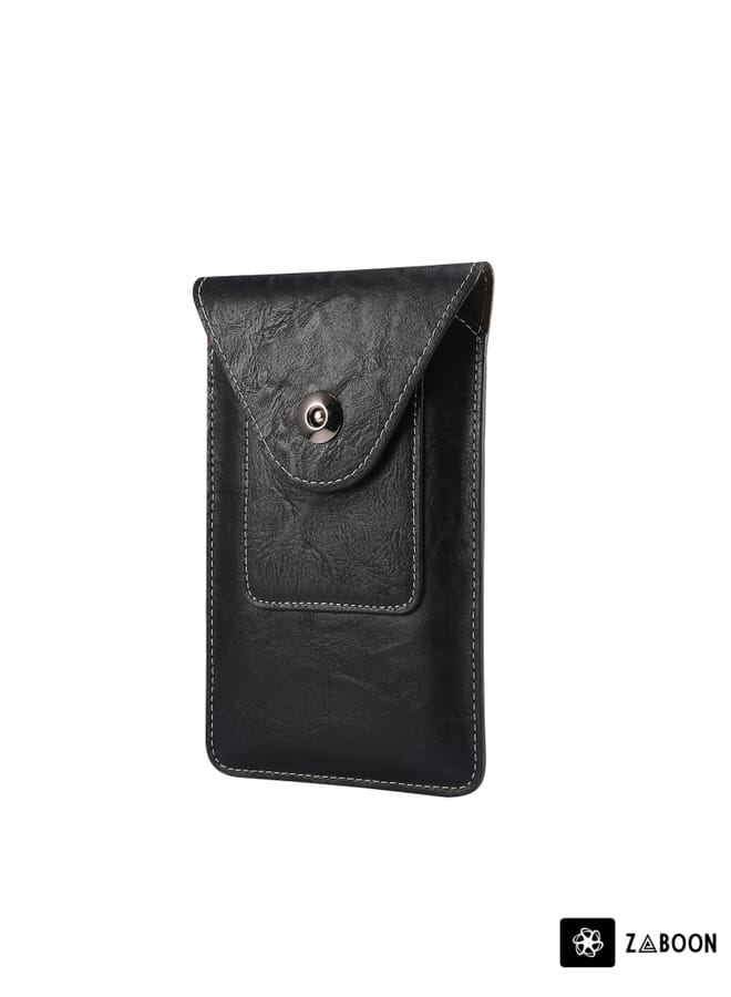 Zaboon Elephant Texture Phone Men Waist Leather Case with Card Slot Protective Case For 6.7-6.9 inch Smartphones - Image 2