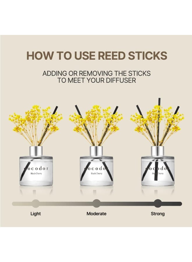 كوكودور معطّر كوكودور المصغّر بعصا القصب مع زهرة / بلاك تشيري / 1.6 أونصة (50 مل) / عبوة واحدة / ديكور عطري للسيارات والمكاتب الصغيرة والغرف الصغيرة والمنزل، مجموعة هدية مع أعواد معطّر الزيت - Image 5