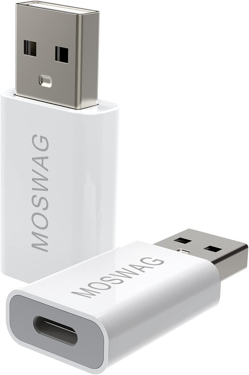 موسواج محول USB C عبوة من 2 قطعة، ذكر USB إلى أنثى Type-C، محول Type-C أبيض متوافق مع شاحن Apple MagSafe، iMac، MacBook Pro، MacBook، أجهزة الكمبيوتر المحمولة، الكمبيوتر الشخصي، أجهزة الكمبيوتر والمزيد - Image 1