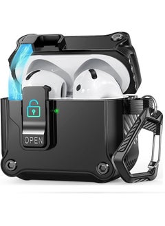 Clear Case For Airpods 4 Airpods 4Th Generation 2024 With Keychain Secure Lock Case Cover Front Led Visible Powerful Drop Protection Black