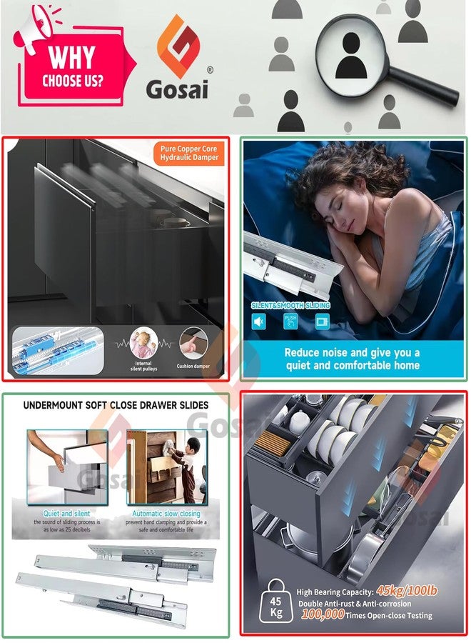GOSAI درج مزدوج من جوساي للمطابخ المعيارية - إغلاق ناعم، نظام أدراج معدني شديد التحمل، قنوات انزلاق سلسة، درج مطبخ مزدوج بإغلاق ناعم لأي نظام أدراج (20 × 6 بوصة) - Image 4