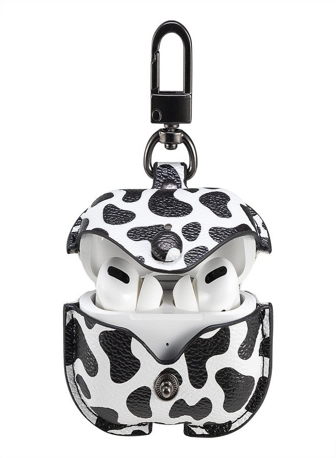 IMPAWFAN Cute Leather Case for Airpods Pro, IMPAWFAN Soft Genuine Leather Protective Cover Skin with Keychain, Shockproof Headphone Cases for AirPods Pro Wireless Charging Case Women-Cow - Image 1