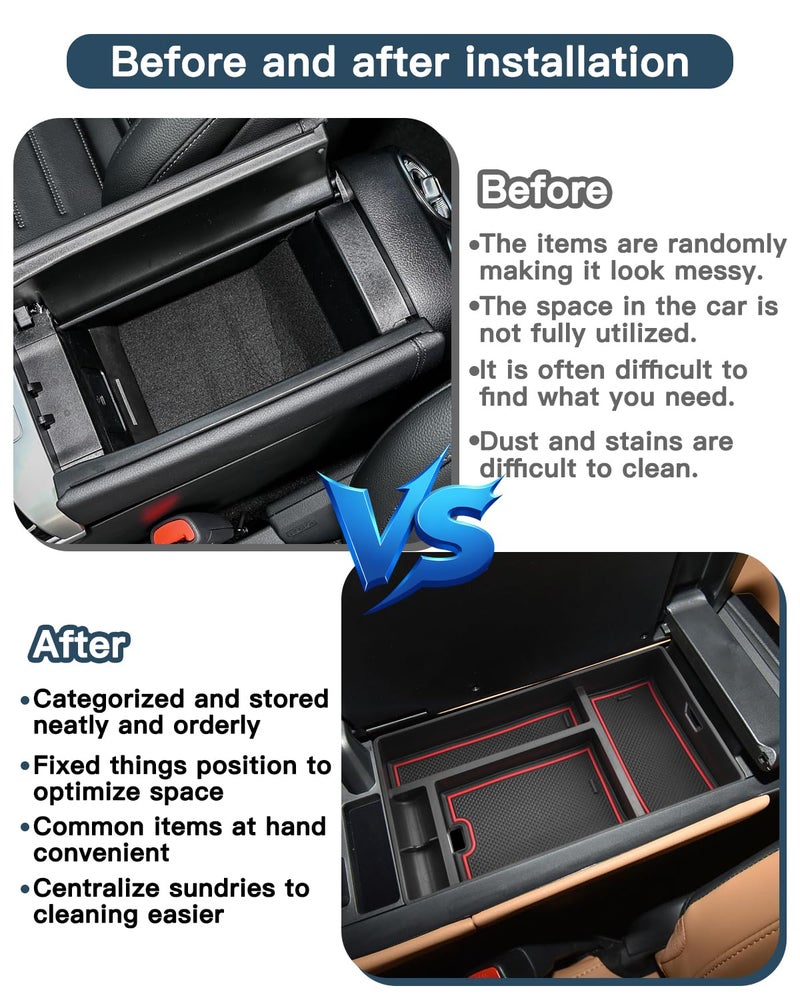 Ruiya for Lexus NX Center Console Organizer for 2022-2025 Lexus NX Console Organizer Lexus NX Accessories Armrest Storage Tray Compatible with 2022 2023 2024 2025 Lexus NX 250/350/350h/450h+ - Image 4