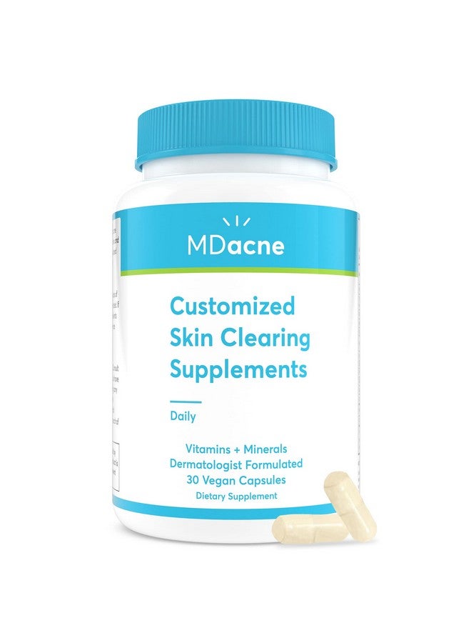 MDacne Vitamins And Minerals Skin Clearing Supplements 30 Vegan Capsules Supports Topical Acne Treatment & Reduce Skin Inflammation Redness & Poreclogging Dermatologist Formulated  - Image 2