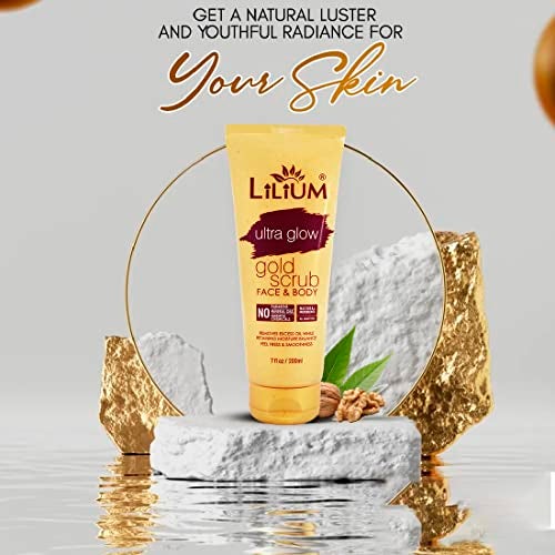 Lilium Face & Body Gold Scrub, 200ml | Ultra Glow With Natural Ingredients, Feel Fresh & Smoothness | No Harmful Chemical & Paraben Free - Image 4