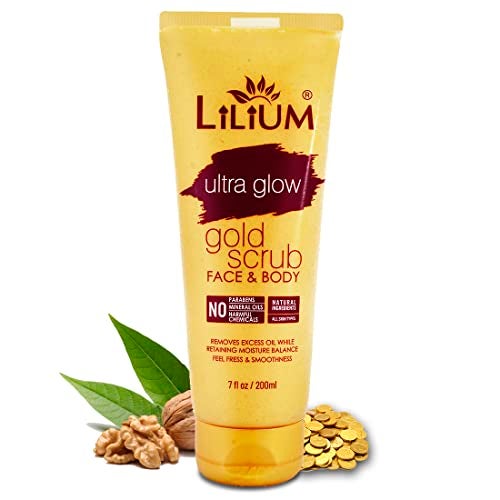 Lilium Face & Body Gold Scrub, 200ml | Ultra Glow With Natural Ingredients, Feel Fresh & Smoothness | No Harmful Chemical & Paraben Free - Image 1