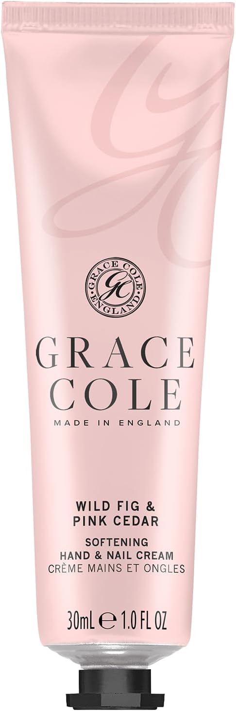 Grace Cole Wild Fig Pink Cedar Fragrance Moisturising Hand and Nail Cream 30ml Essential Oils Vegan and Cruelty Free No SLS or Parabens Made In England