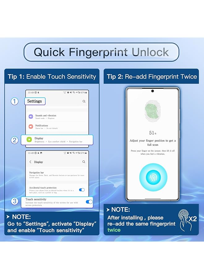 جي تيك واقي شاشة الخصوصية لهاتف Samsung Galaxy S25 Ultra 5G مضاد للتجسس من الزجاج المقوى متوافق مع بصمة الإصبع وبطاقة الهوية، عبوتان - Image 2