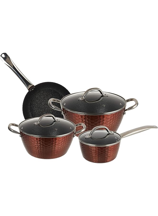 ويلسون طقم أواني طهي من الألومنيوم والنحاس المطروق، 7 قطع، مع قاعدة حثية وطبقة رخامية داخلية (Ckb4 Copr 7P) - Image 1