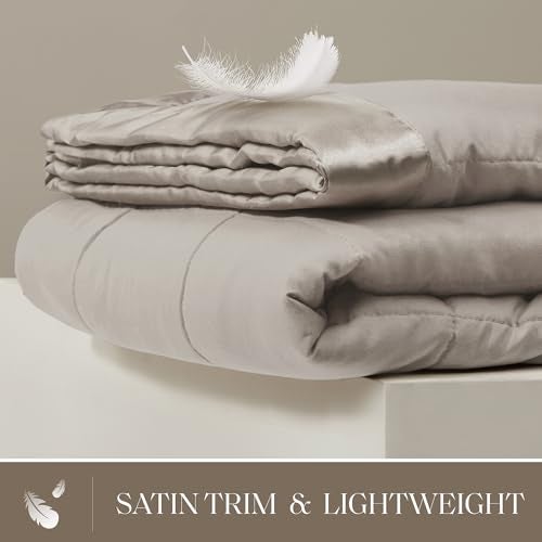 Madison Park Windom Down Alternative Blanket, Premium 3M Scotchgard Moisture Wicking Treatment, Lightweight and Soft Bed Cover For All Season, Satin Trim, Grey King - Image 2