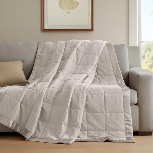 Madison Park Windom Down Alternative Blanket, Premium 3M Scotchgard Moisture Wicking Treatment, Lightweight and Soft Bed Cover For All Season, Satin Trim, Grey King - Image 5