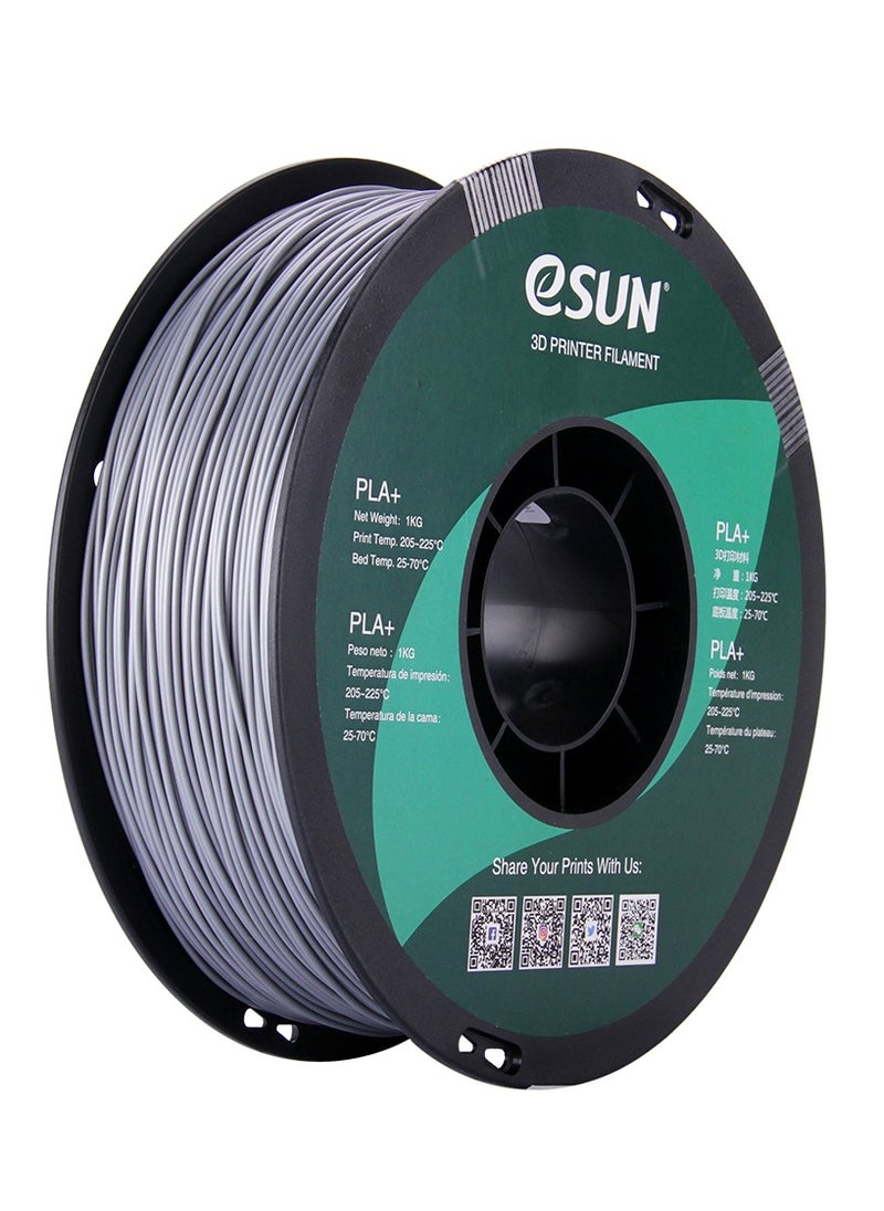 eSUN Esun 3D Printer Filament PLA+ 1.75 mm Dimensional Accuracy +/- 0.05 mm 1 Kg (2.2 lbs) Spool 3D Printing Material for 3D Printers – Silver  - Image 1
